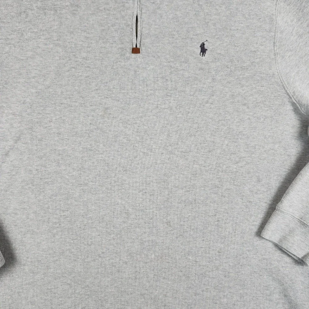 Polo Ralph Lauren Estate Rib 1/4 Zip Mens XXL Gray Cotton Pullover Sweater
